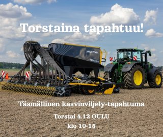 Tänään Oulussa Komeimmat Koneet Kaupalla -työkonekiertueen viimeinen teemapäivä. Tervetuloa tutustumaan Multiva kylvö- j...