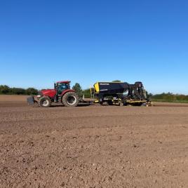 Multiva's newest addition this autumn, the eForte 600 seed drill, at work in Denmark on ploughed land. Before seeding, t...