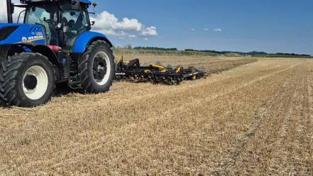TopLine Super 600XL demós gépünk lúdtalp hegyekkel sekély tarlóhántás közben 😎 7,4t/ha termésű derékig érő árpa és pár...