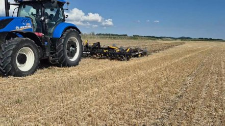 TopLine Super 600XL demós gépünk lúdtalp hegyekkel sekély tarlóhántás közben 😎 7,4t/ha termésű derékig érő árpa és pár...